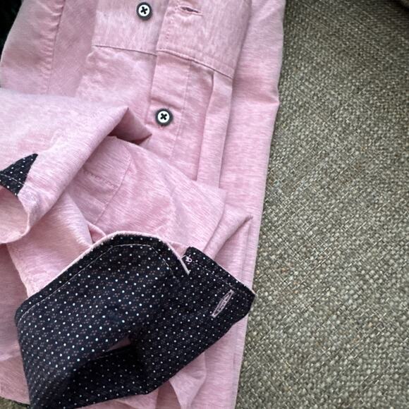 Craft + Flow Men’s Shirt Adult Medium Pink Long Flip Sleeve Button Up Pocket - Picture 12 of 12